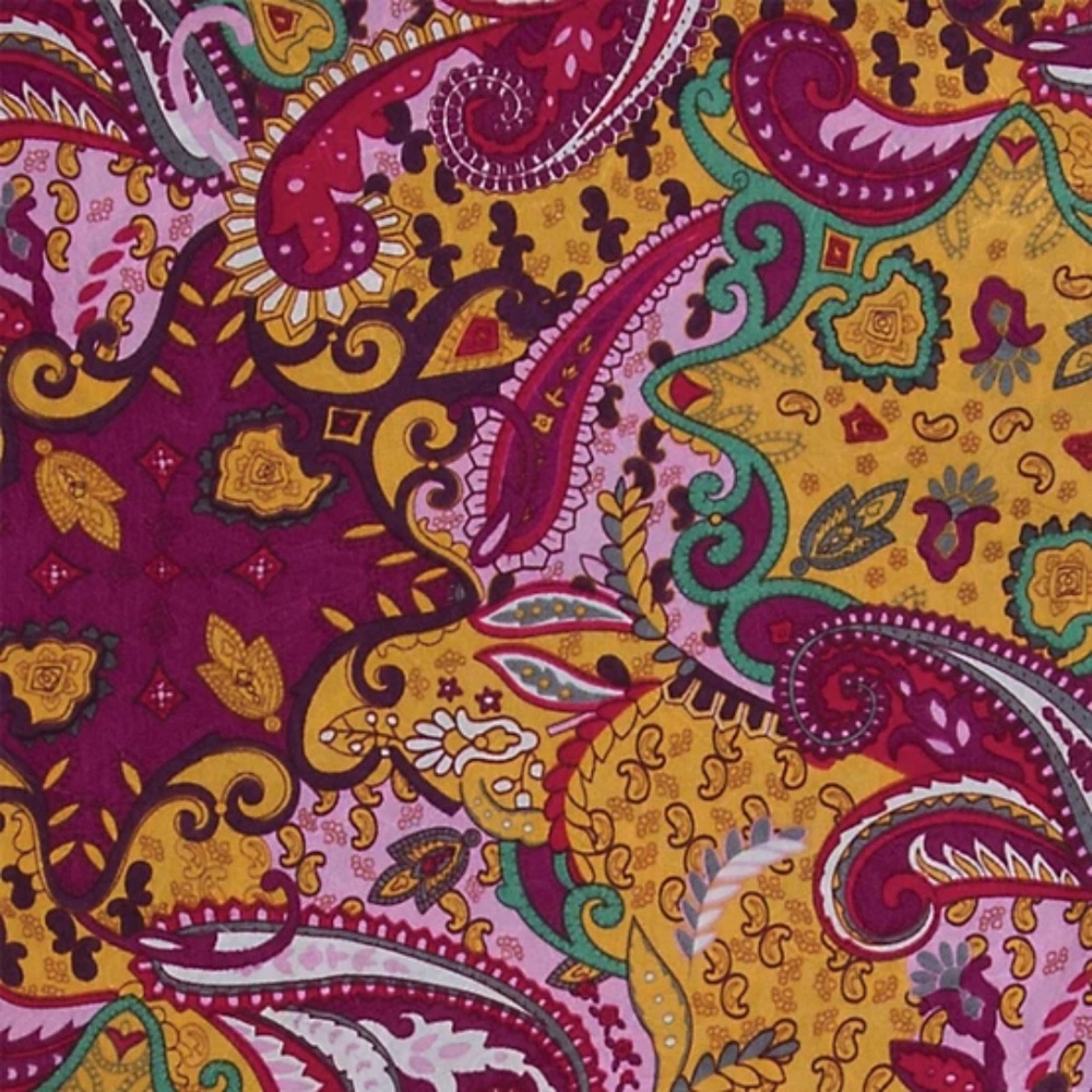 Wyoming Traders Wild Rag Lemon Berry Red Paisley 100% Silk Western Scarf 34.5"
